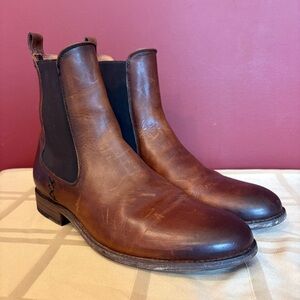 FRYE Women's Melissa Leather Chelsea Boots, brown leather, size 9